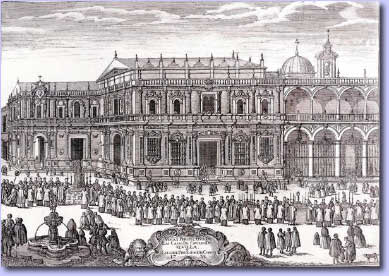 Casa del Cabildo de Sevilla y procesin del Corpus. Atribuido a Pedro Tortolero. 1738.